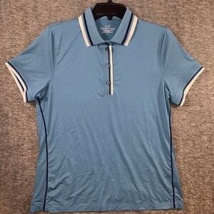 Vineyard Vines Performance Polo Shirt Golf Top Blue White Womens Large NEW